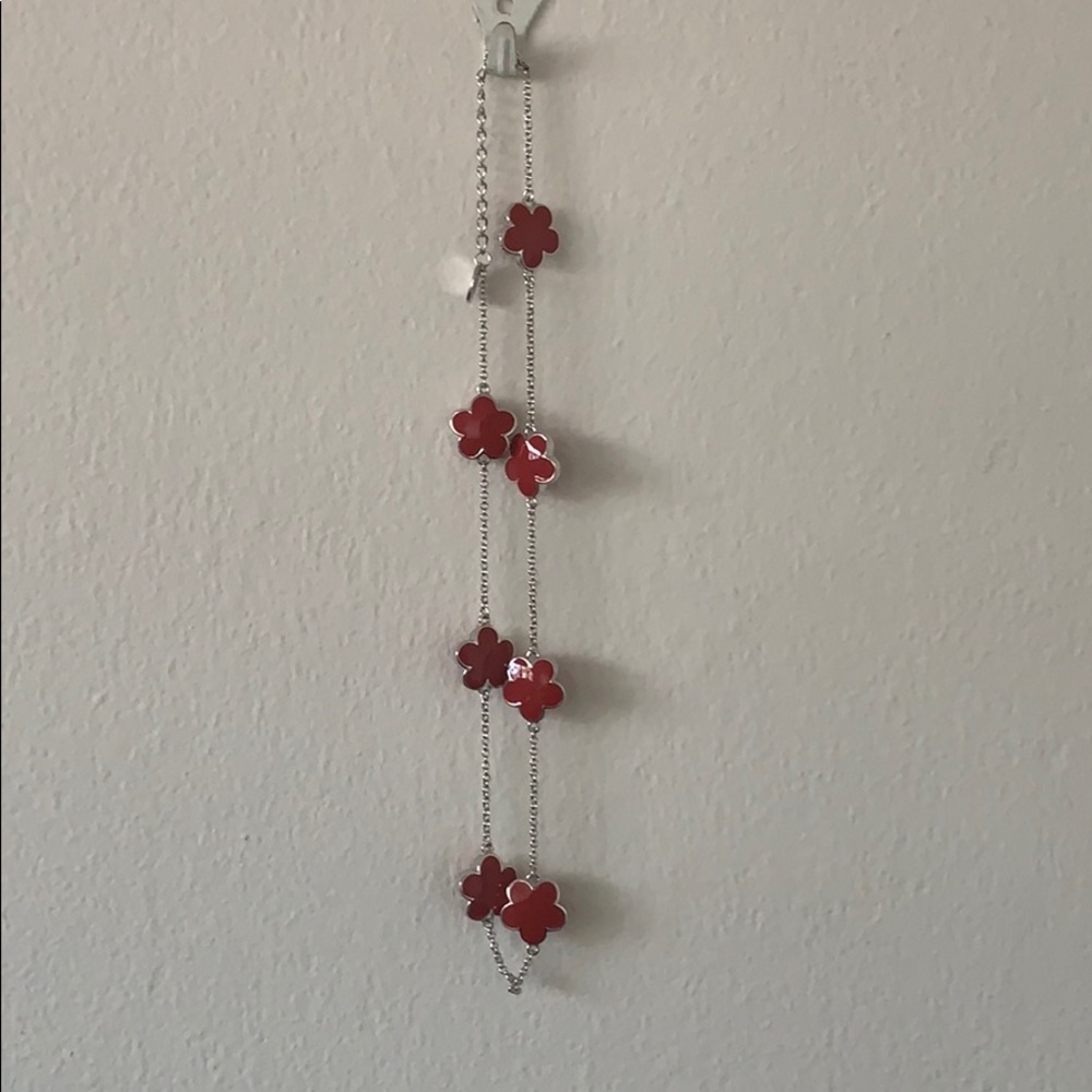 Lauren G Adams Red/Silver Flower Necklace